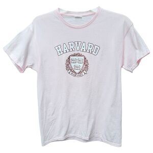 Pink Short Sleeve Tee with Harvard Graphic - Size S